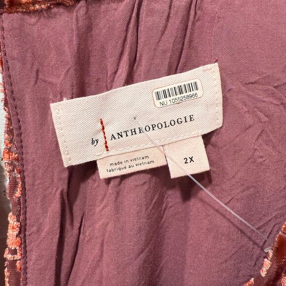 Anthropologie The Somerset Jumpsuit Velvet Burnout Edition Burgundy 2X Flowy - Picture 10 of 16